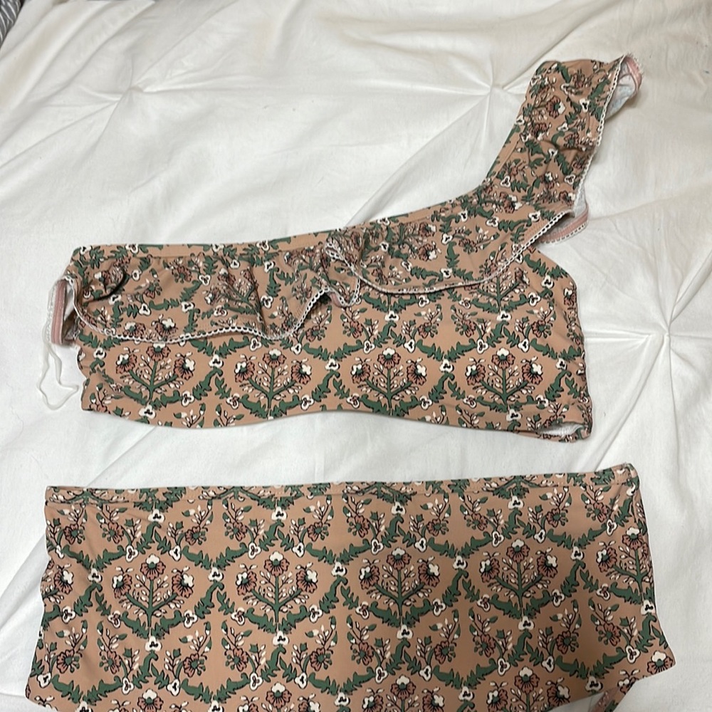 Roller rabbit floral one shoulder two piece swimsuit bikini
